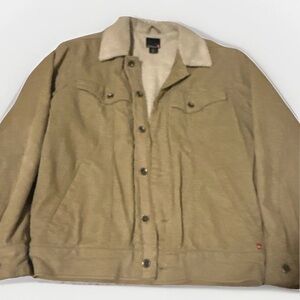 Quiksilver Corduroy Tan Jacket with Cream Collar